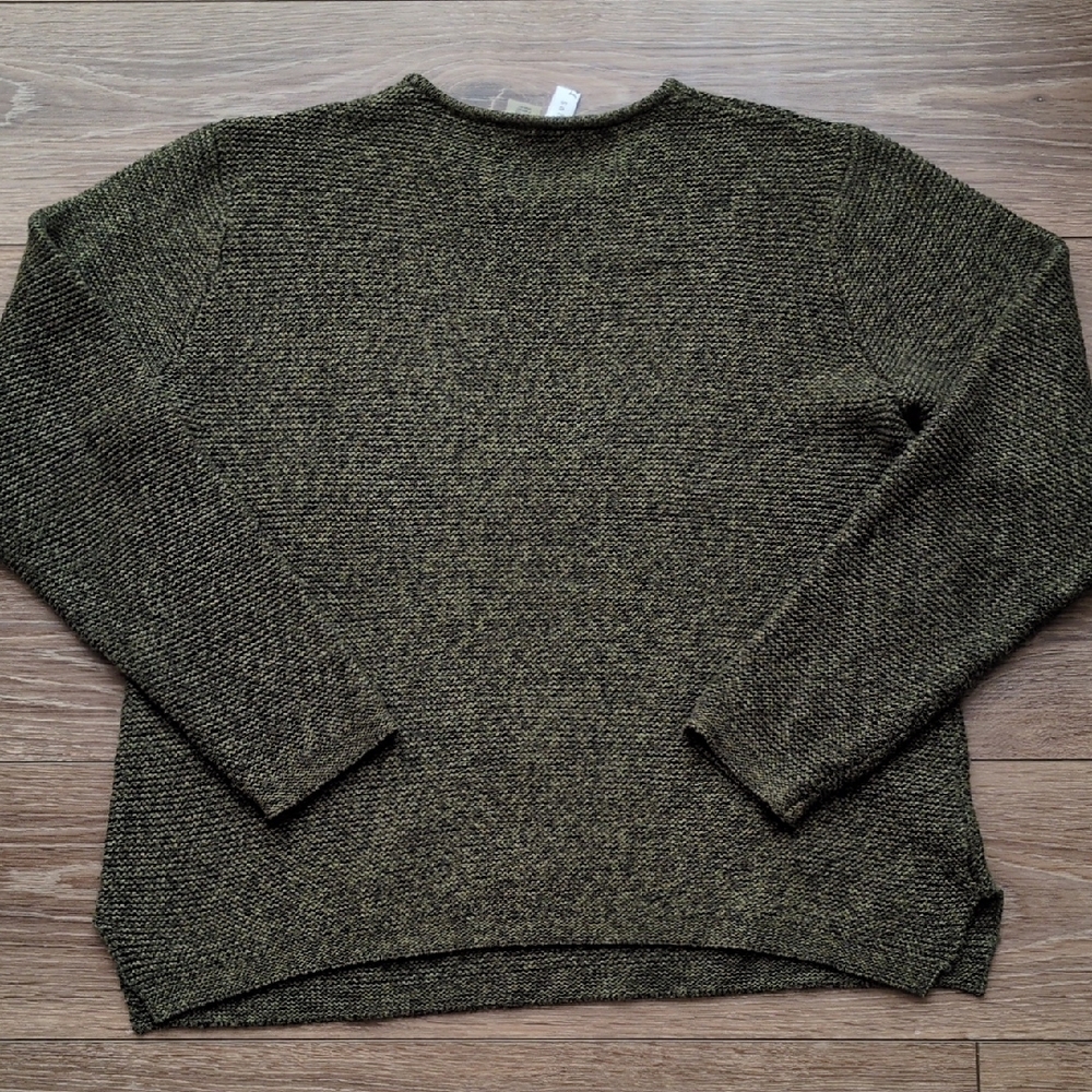 2 Sahalie Chunky Knit V-Neck Long Sleeve Sweaters - Cotton Blend - Tan & Green L - Picture 13 of 13